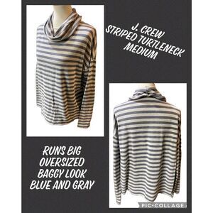 J. Crew Slate Blue and Gray Striped Turtleneck Size Medium-EUC